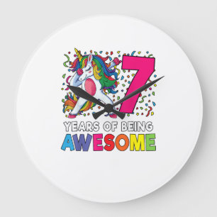 Grande Horloge Ronde Cadeau de fête de licorne de dabbing pour 7e anniv