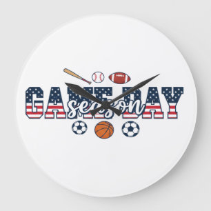 Grande Horloge Ronde Cadeau de jour de match de saison patriotique pour
