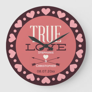 Grande Horloge Ronde Cadeau de mariage personnalisé pour un véritable a