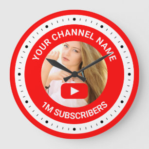 Grande Horloge Ronde Cadeau de photo personnalisé pour chaîne Youtube Y