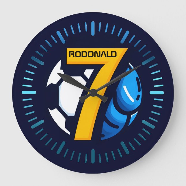 Grande Horloge Ronde Cadeau de soccer personnalisé, Football 7 (Recto)