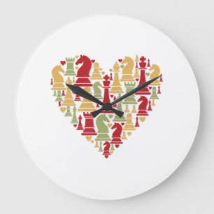 Grande Horloge Ronde Cadeau d'échecs J'Aime Vraiment Les Échecs