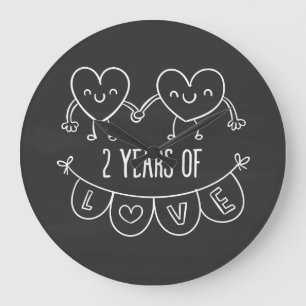 Grande Horloge Ronde Cadeau Du 2E Anniversaire Pour Son Coeur De Balle