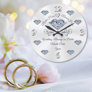 Grande Horloge Ronde Cadeau Mariage personnalisé pour deux