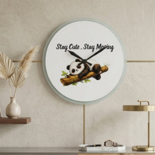 Grande Horloge Ronde Cadeau Panda Élégant et Esthétique – Simple Minima