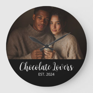 Grande Horloge Ronde Cadeau photo pour couple de amateurs de chocolat é