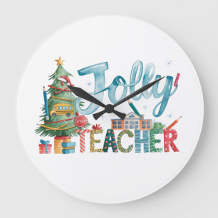 Grande Horloge Ronde Cadeau pour Enseignant Joyeux Noël Professeur Jo