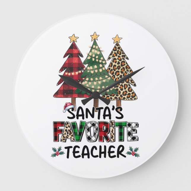 Grande Horloge Ronde Cadeau pour Enseignant | L'enseignant préféré du P (Recto)