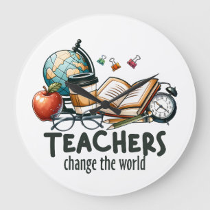 Grande Horloge Ronde Cadeau pour Enseignant   Les Enseignants Changent 