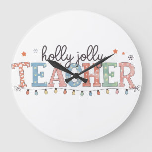 Grande Horloge Ronde Cadeau pour Enseignant Prof Joliment Noël