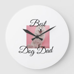 Grande Horloge Ronde Cadeau simple photo animal coloré nom chien Papa