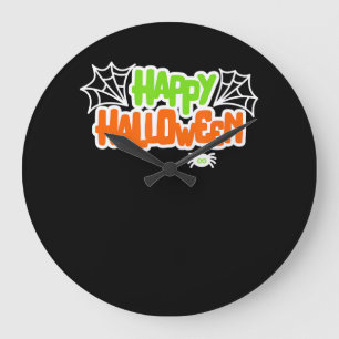 Grande Horloge Ronde Cadeau Spider   Happy Halloween coloré mignon arai