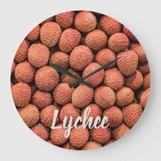 Grande Horloge Ronde Cadeau végane et végétarien de fruit de Lychee ou  (Recto)
