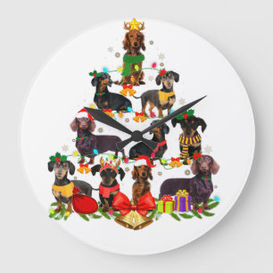 Grande Horloge Ronde Cadeaux Amoureux de les chiens Dachshund Arbre Lum