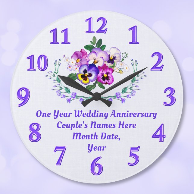 Grande Horloge Ronde Cadeaux de bonne fête du premier anniversaire pour (Clock Anniversary Gift. Linen, Paper anniversary gifts, Symbols, 1 year wedding anniversary gifts. )
