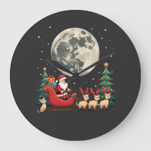 Grande Horloge Ronde Cadeaux de Noël de rennes siamois pour amateurs de