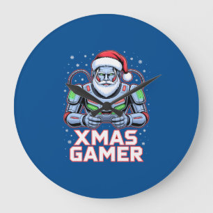 Grande Horloge Ronde Cadeaux de Noël pour joueurs Cyber Santa Robot Noë