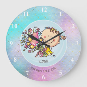 Grande Horloge Ronde Cadeaux mignons BFF Besties Kawaii pour filles et
