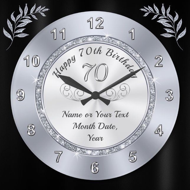 Grande Horloge Ronde Cadeaux personnalisés du 70e anniversaire pour ell (70th birthday gift for dad. 70th birthday gift for mom, sister, friend. 70 year birthday gift. )