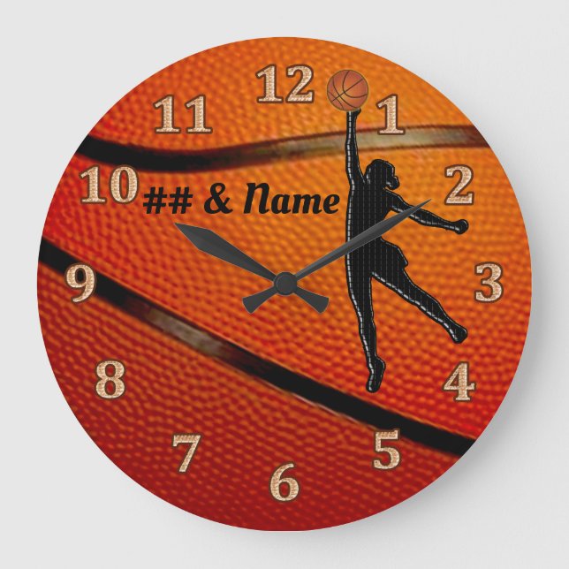 Grande Horloge Ronde Cadeaux pour filles de basket-ball joueurs de bask (Recto)
