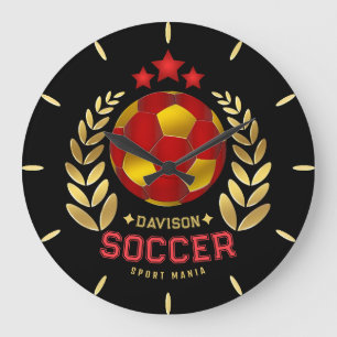 Grande Horloge Ronde Cadeaux pour les amateurs de football Logo perso