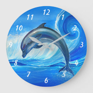 Grande Horloge Ronde Cadeaux uniques pour les amateurs de dauphins