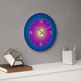 Grande Horloge Ronde Cadran Bleu Vert Atmosphérique avec Centre Violet