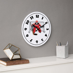 Grande Horloge Ronde Cadran de gardien de but de hockey sur glace