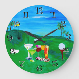 Grande Horloge Ronde cadran de golf 19ème trou de mon art