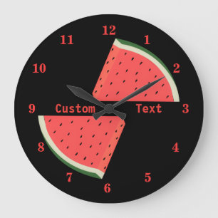 Grande Horloge Ronde Cadran de mur avec texte personnalisé avec pastèqu