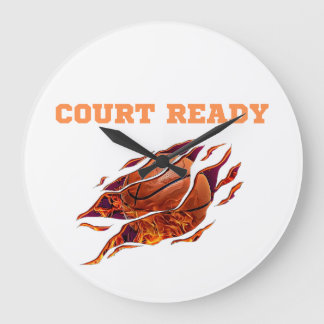 Grande Horloge Ronde Cadran de mur de basketball prêt pour le terrain