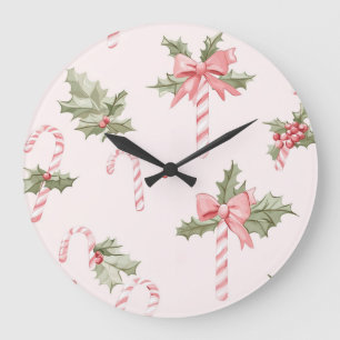 Grande Horloge Ronde Cadran de Noël élégant – Temps hivernal festif