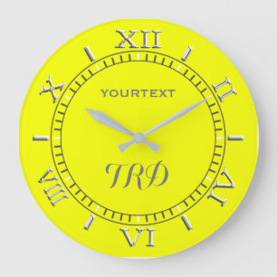 Grande Horloge Ronde Cadran électrique jaune vif pour personnaliser sur