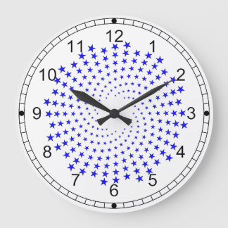 Grande Horloge Ronde Cadran - Galaxie d'étoiles bleues