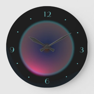 Grande Horloge Ronde Cadran lunaire iridescent rose sur fond noir > Hor