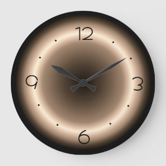 Grande Horloge Ronde Cadran marron clair avec effet de halo lumineux en