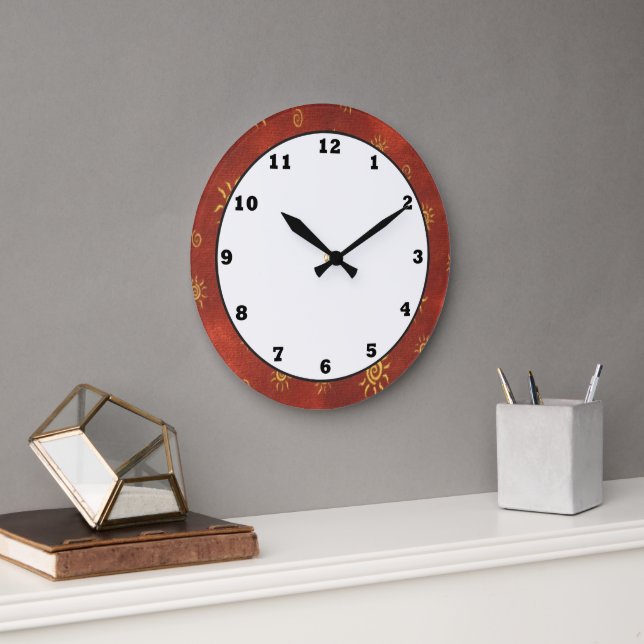 Grande Horloge Ronde Cadran mural amusant de style sud-ouest (Bureau)