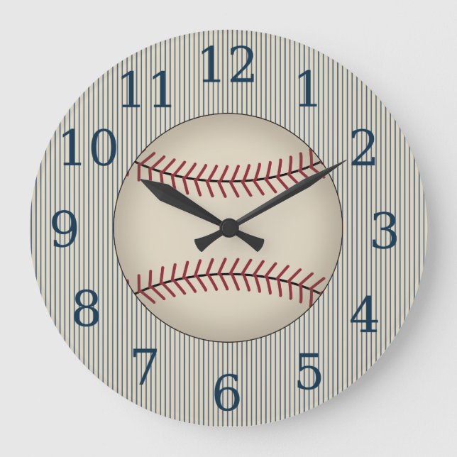Grande Horloge Ronde Cadran mural de baseball bleu vintage en cadeau (Recto)