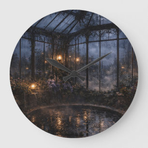 Grande Horloge Ronde Cadran mural de jardin gothique Atrium de serre