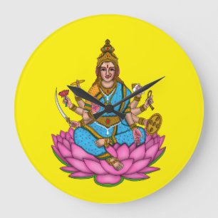 Grande Horloge Ronde Cadran mural de la déesse Lakshmi