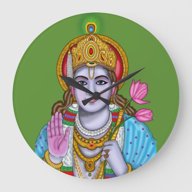 Grande Horloge Ronde Cadran mural de Shree Krishna (Recto)