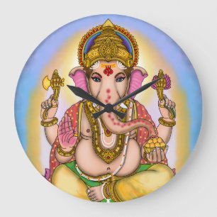 Grande Horloge Ronde Cadran mural décoratif Lord Ganesha