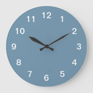 Grande Horloge Ronde Cadran mural en acrylique minimaliste bleu poussié