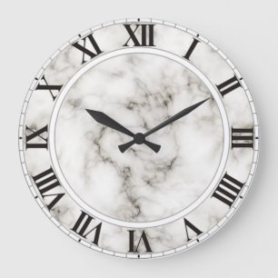 Grande Horloge Ronde Cadran mural en chiffres romains en marbre blanc
