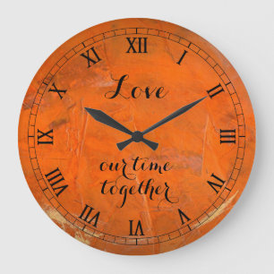 Grande Horloge Ronde Cadran mural en terre cuite émaillée 'Love' avec 2