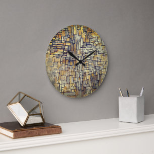 Grande Horloge Ronde Cadran mural géant en art abstrait fin de Piet Mon