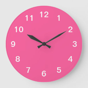 Grande Horloge Ronde Cadran mural rose vif minimaliste élégant