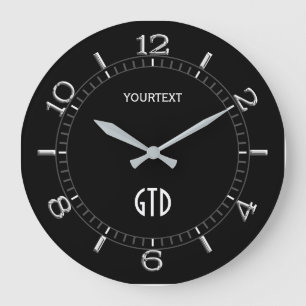 Grande Horloge Ronde Cadran noir solide Facilement personnalisé