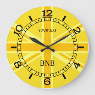 Grande Horloge Ronde Cadran personnalisé Yellow Union Jack British Flag