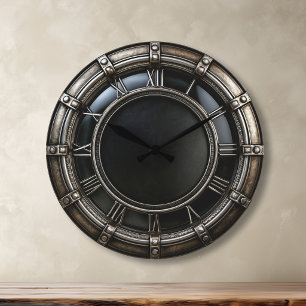 Grande Horloge Ronde Cadran rond métallique et noir